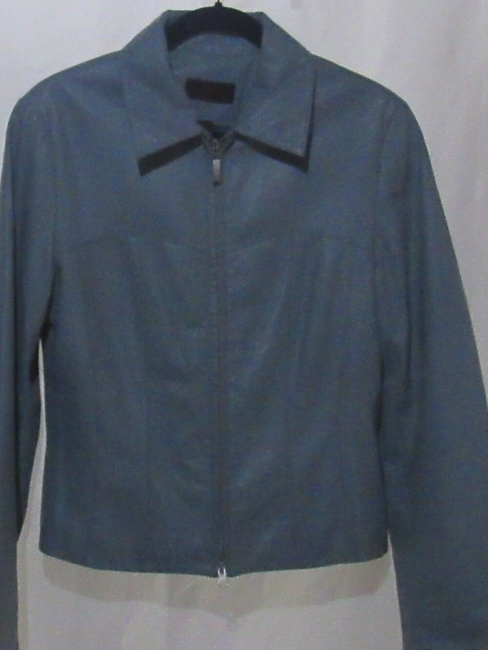 Danier Leather Soft Blue Woman's Jacket Size S Full Front Zip Waist Length  X719